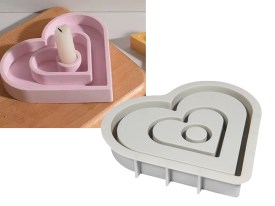 Molde silicona porta vela corazon grande doble